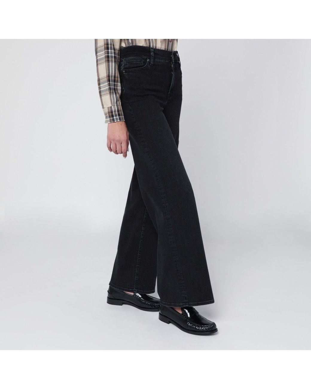 FRAME Black Le Slim Palazzo Trousers