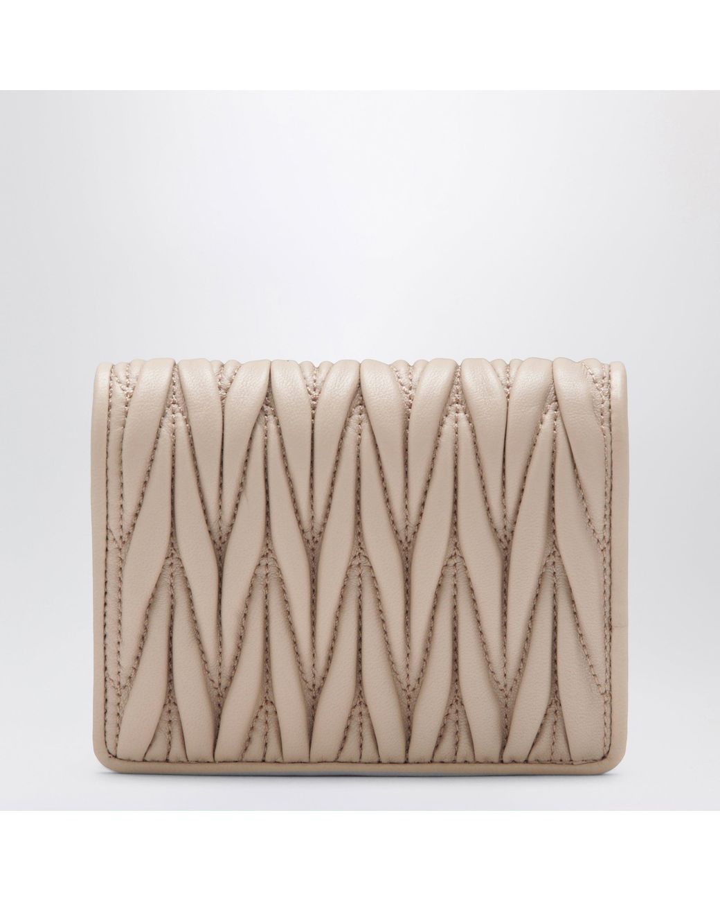 Miu Miu Natural Powder Matelassé Nappa Leather Wallet