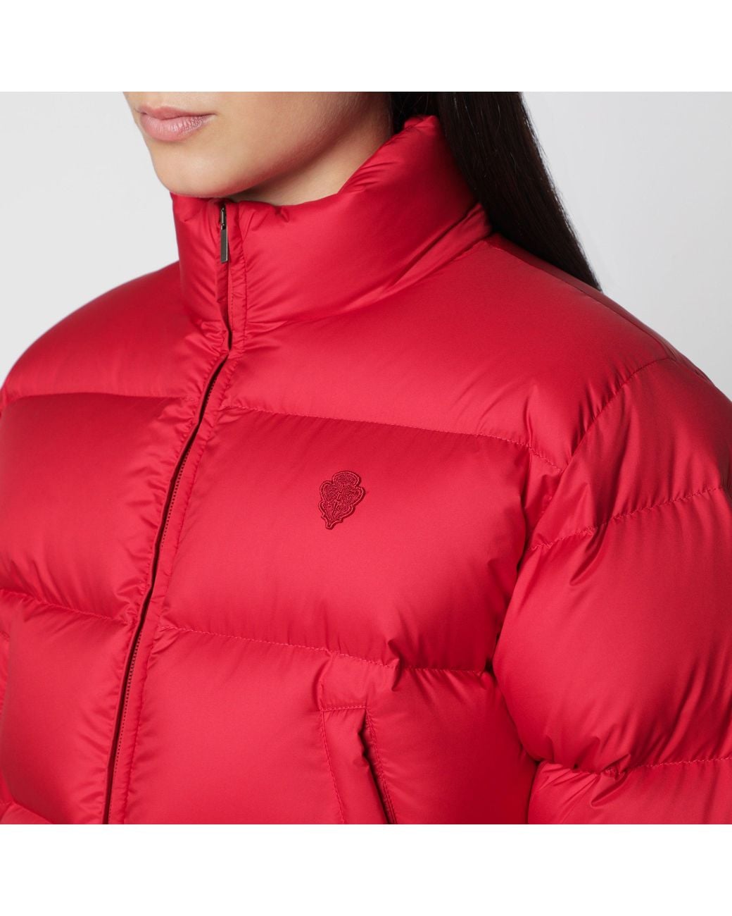 Gucci Red Cropped Padded Zip-Up Down Jacket