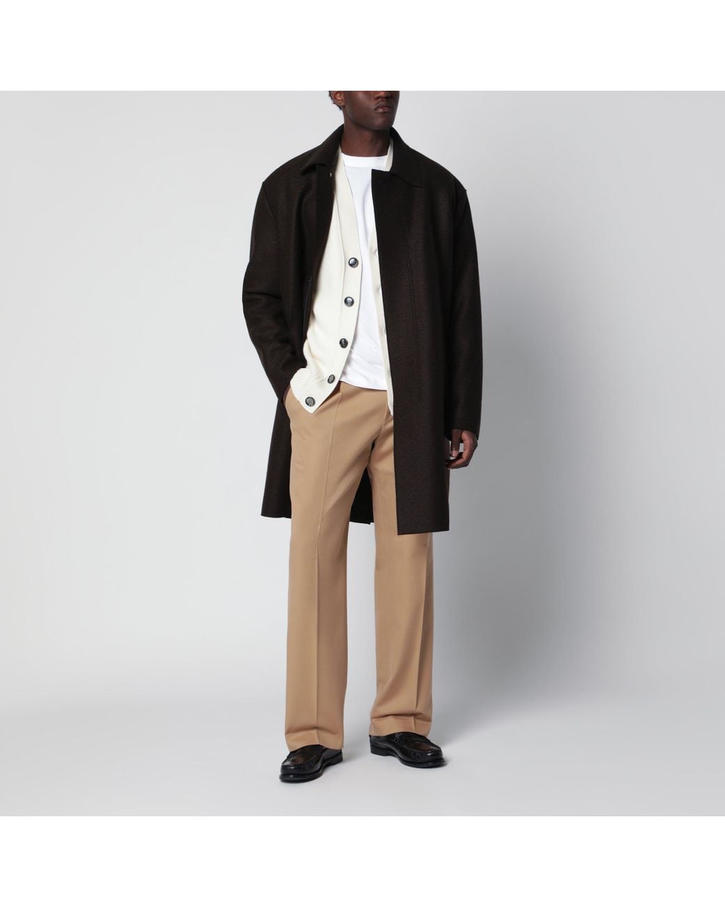 Harris Wharf London Black Dark Wool Coat for men