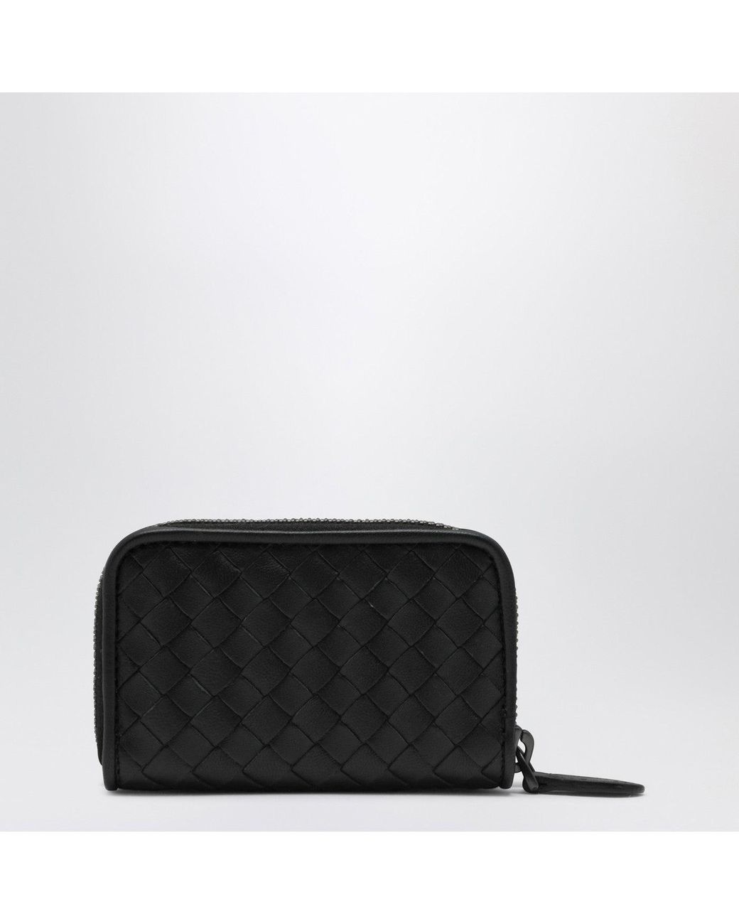 Bottega Veneta Black Small Intrecciato Zip-Around Wallet