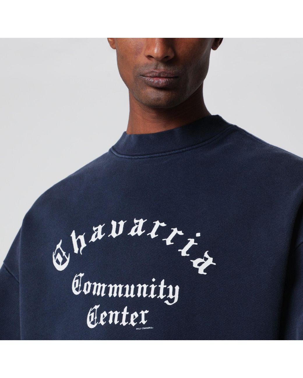 Willy Chavarria Blue Vintage-Effect Sweatshirt With Logo Print for men