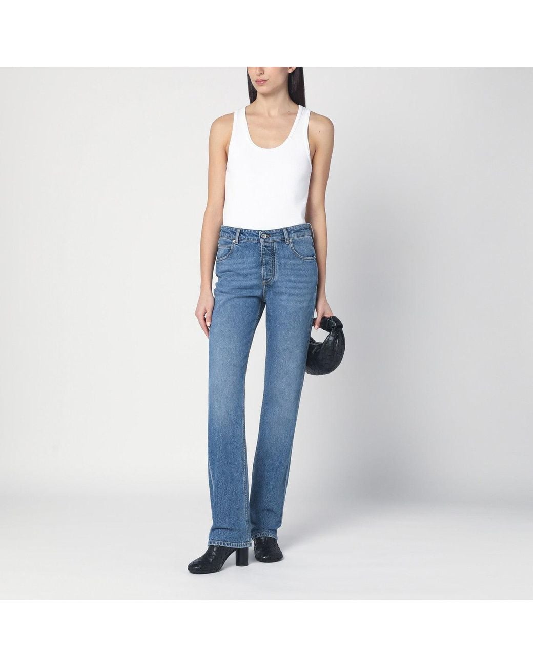 Bottega Veneta Blue Jeans With Intrecciato Patch