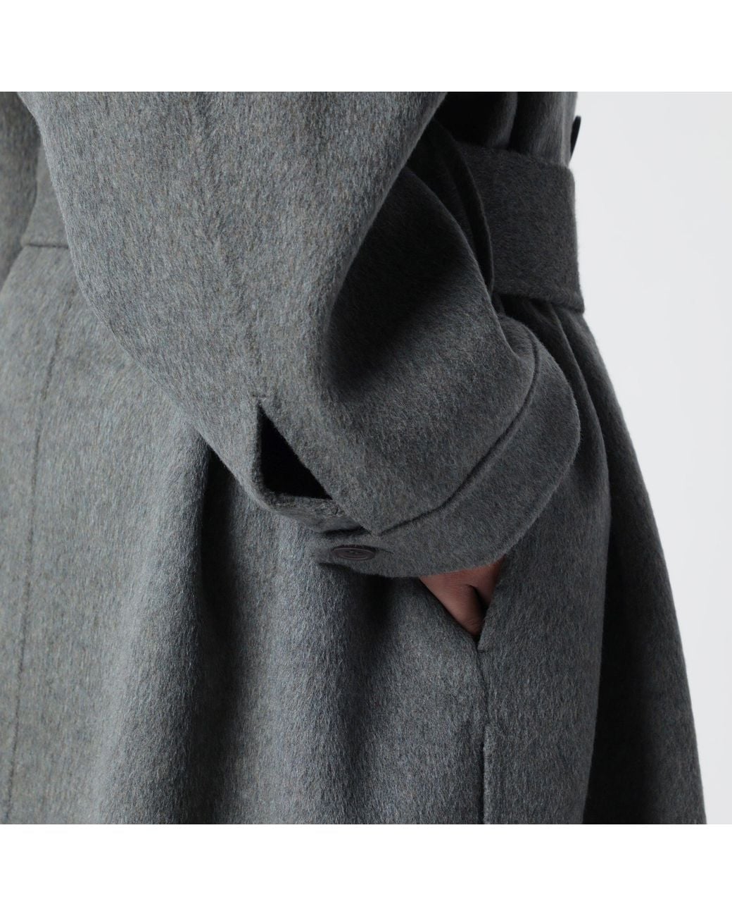 Frankie Shop Gray Double-Breasted Coat With Belt