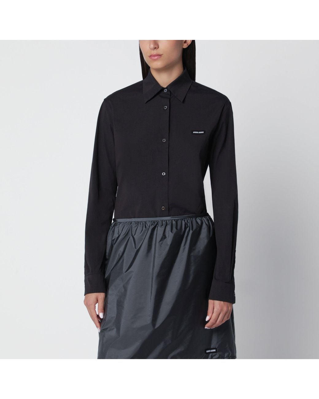 Miu Miu Black Stretch Poplin Shirt