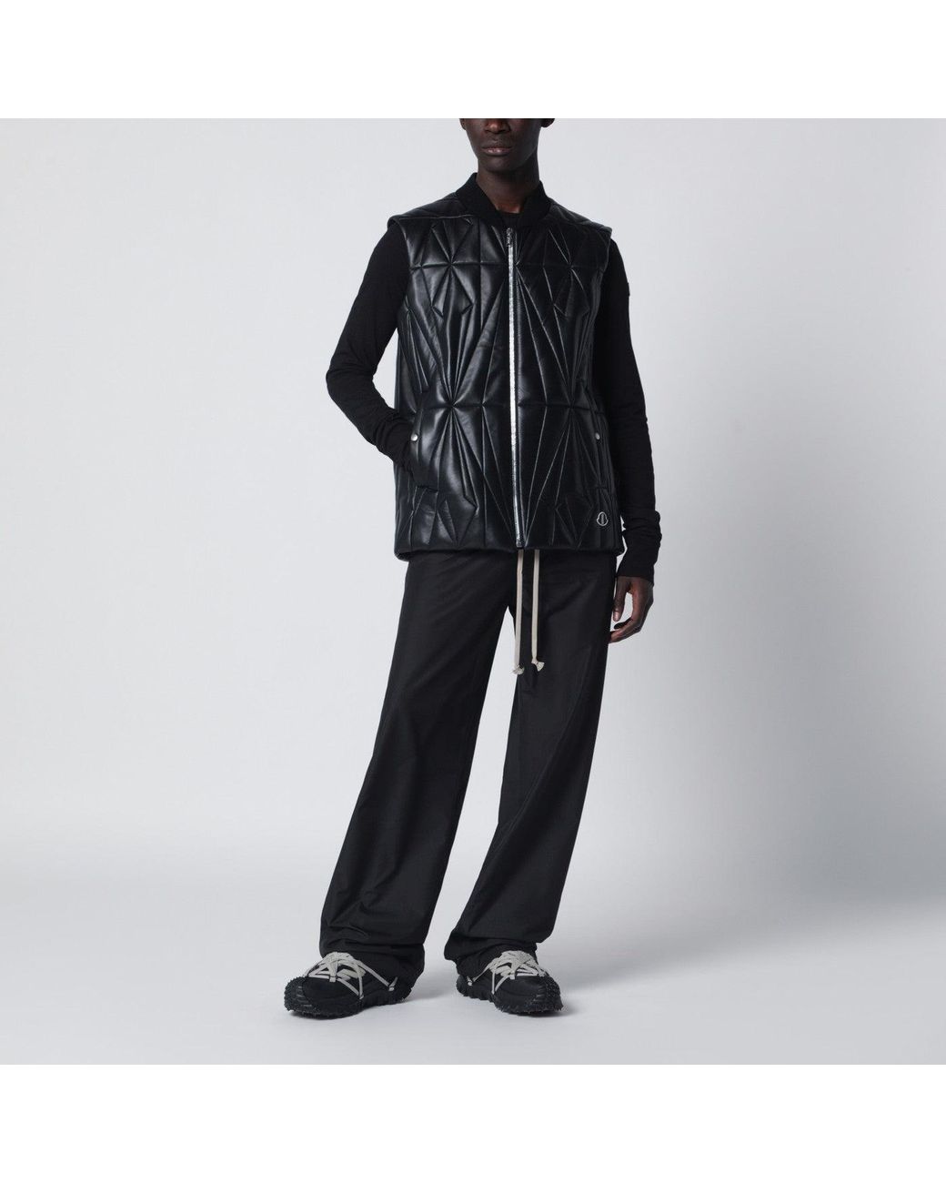 Moncler Black Faux Zip-Up Vest for men