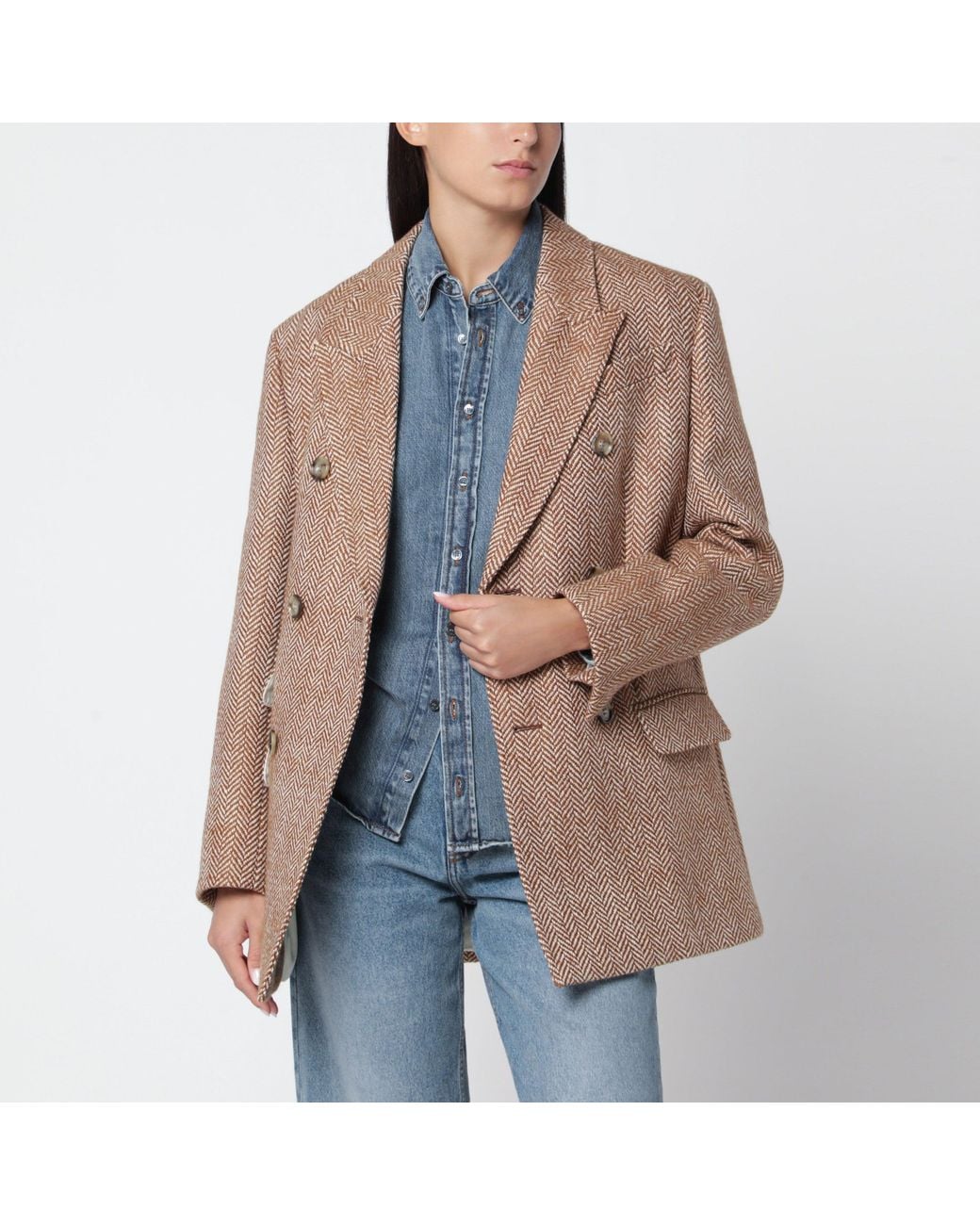 AMI Brown Double-Breasted Blazer
