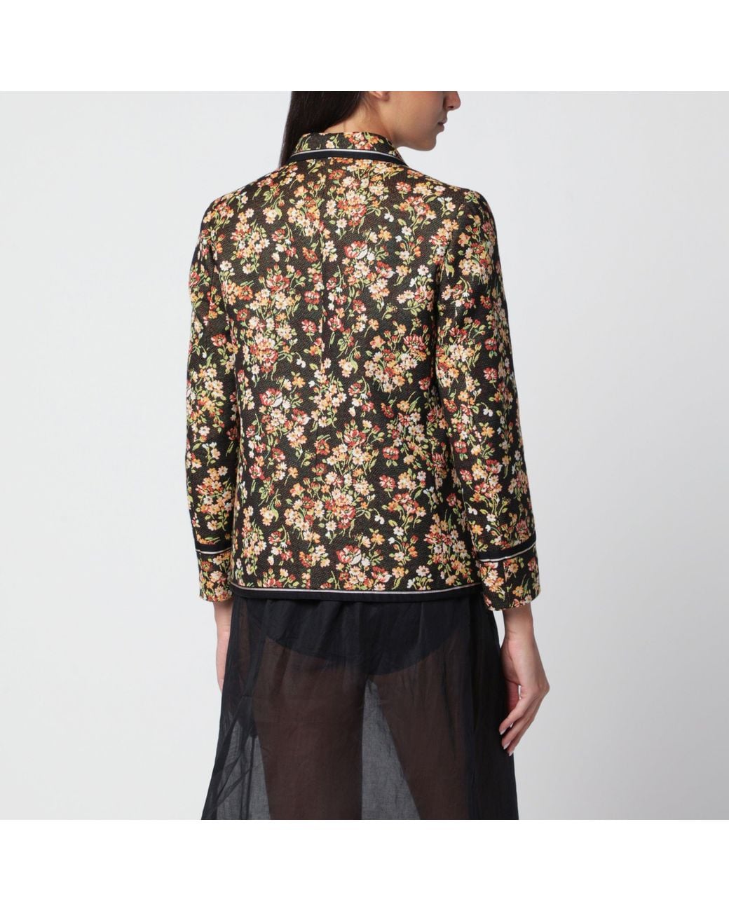 Dries Van Noten Black Floral Gobelin Blazer