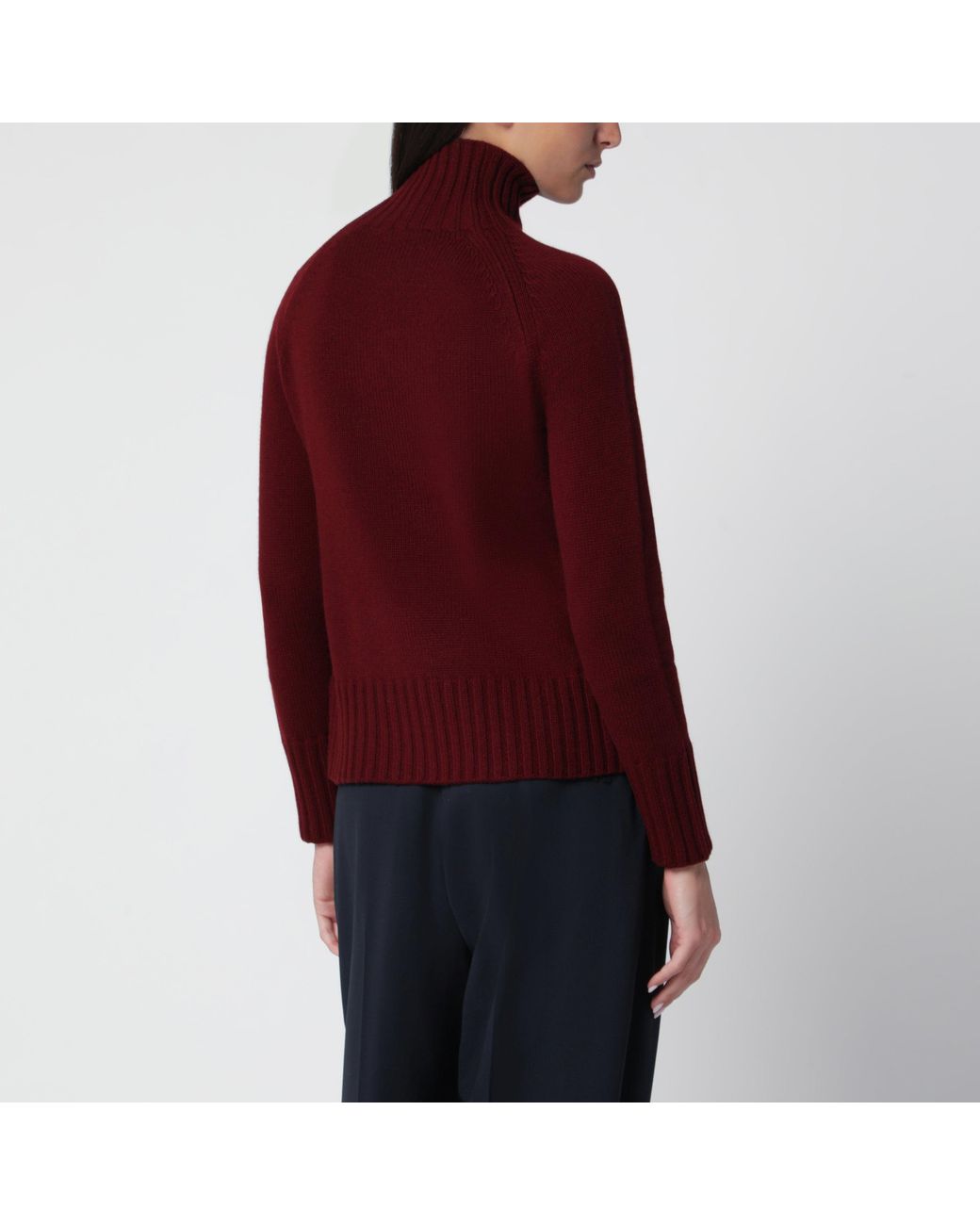 Max Mara Red Bordeaux Turtleneck Sweater