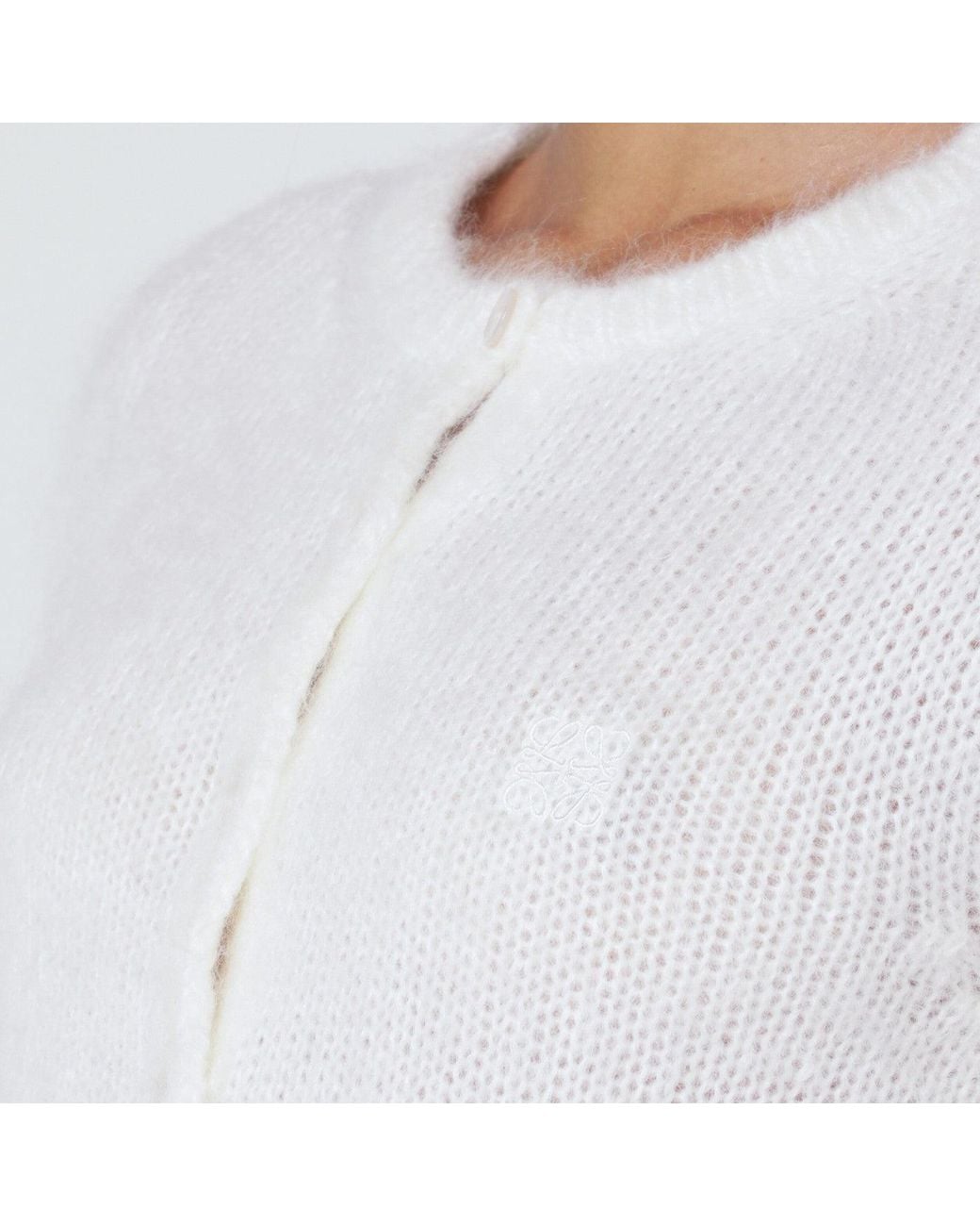 Loewe White Mohair-Blend Cardigan