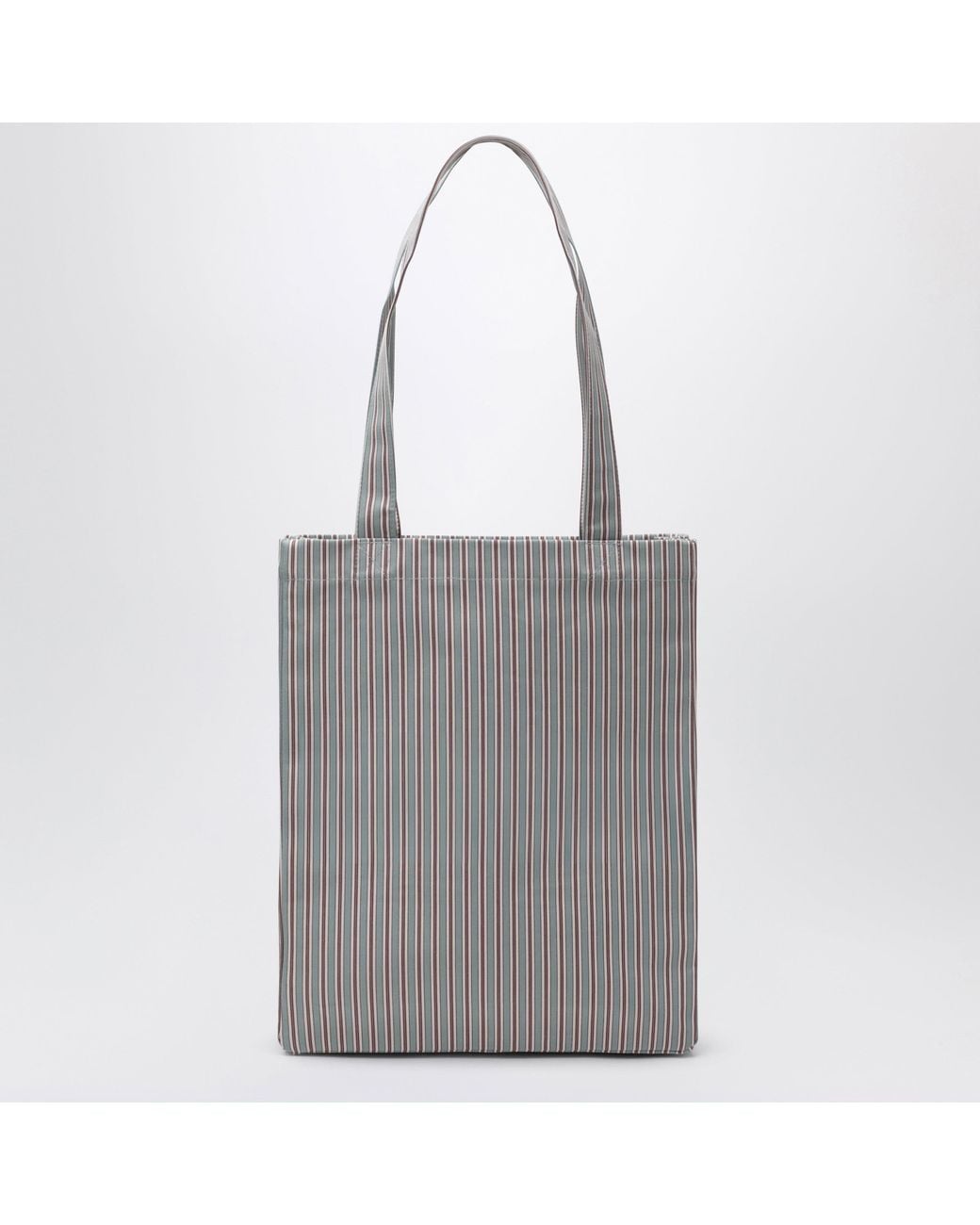 A.P.C. Gray Burgundy Striped Lou Tote Bag