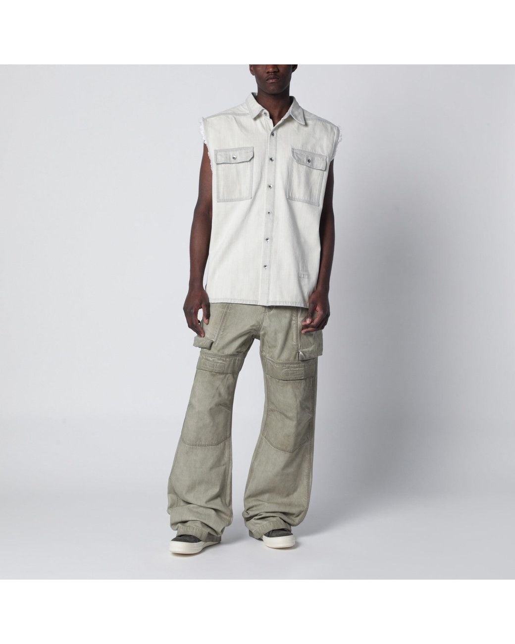 Rick Owens White Vintage-Effect Denim Vest for men