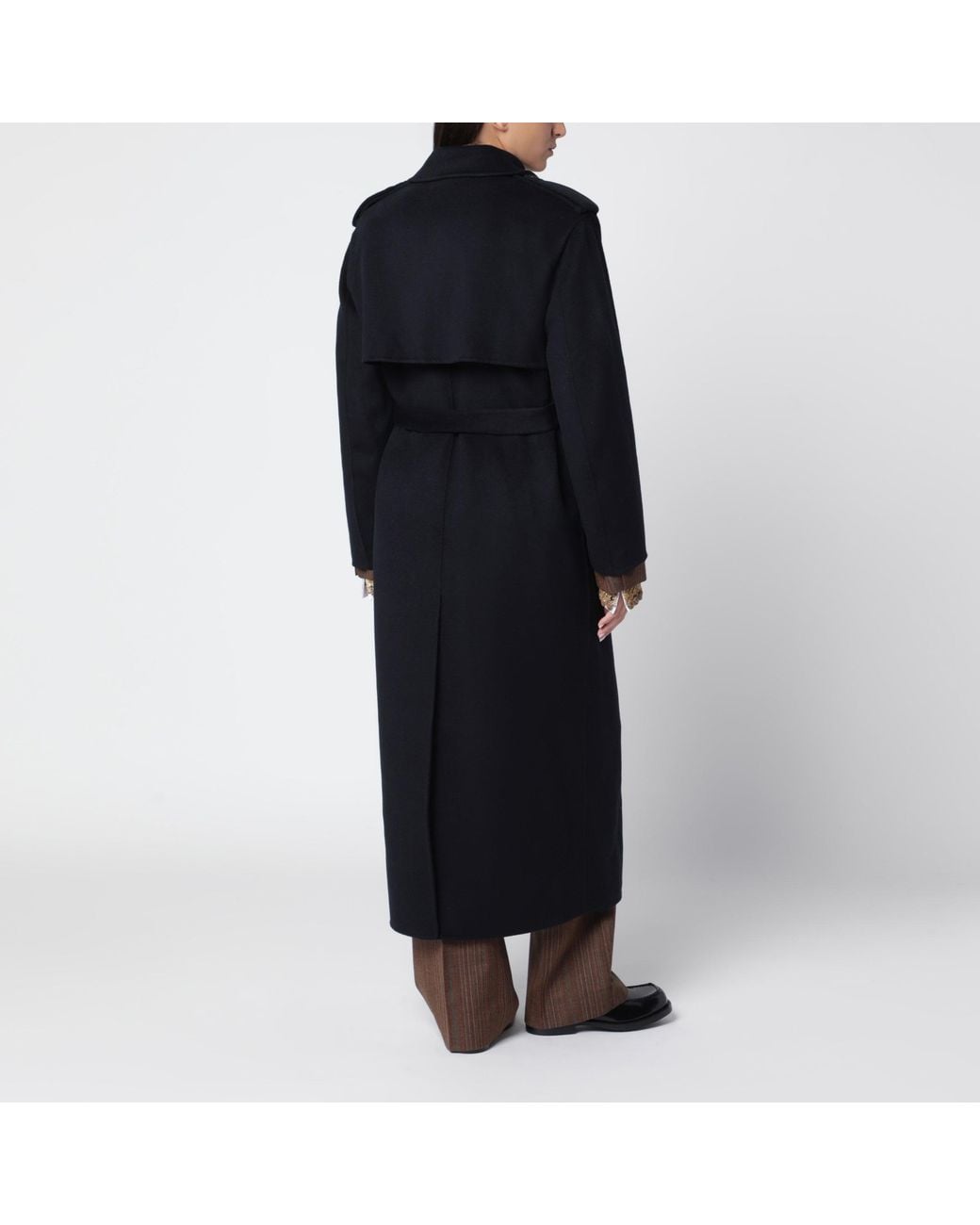 IVY & OAK Black Dark Double-Breasted Wool Coat