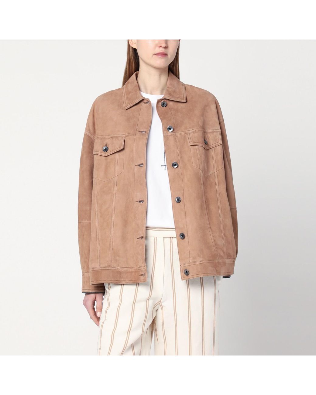 レザージャケット・コート Brunello Cucinelli Brown Leather Overshirt Jacket Brunello Cucinelli Leather jacket Brunello Cucinelli