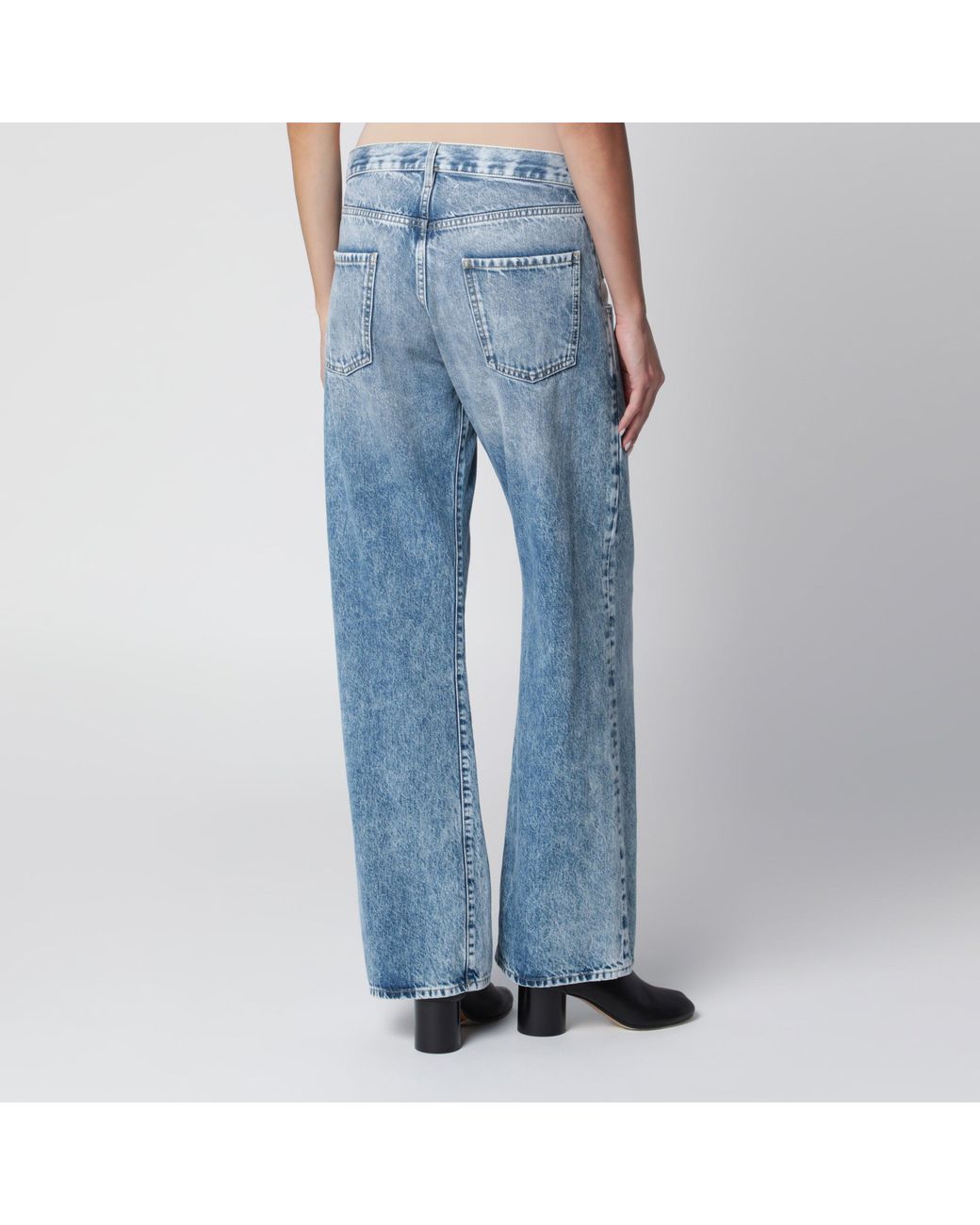 Maison Margiela Blue Light Washed Jeans With Contrasting Insert Pocket Details