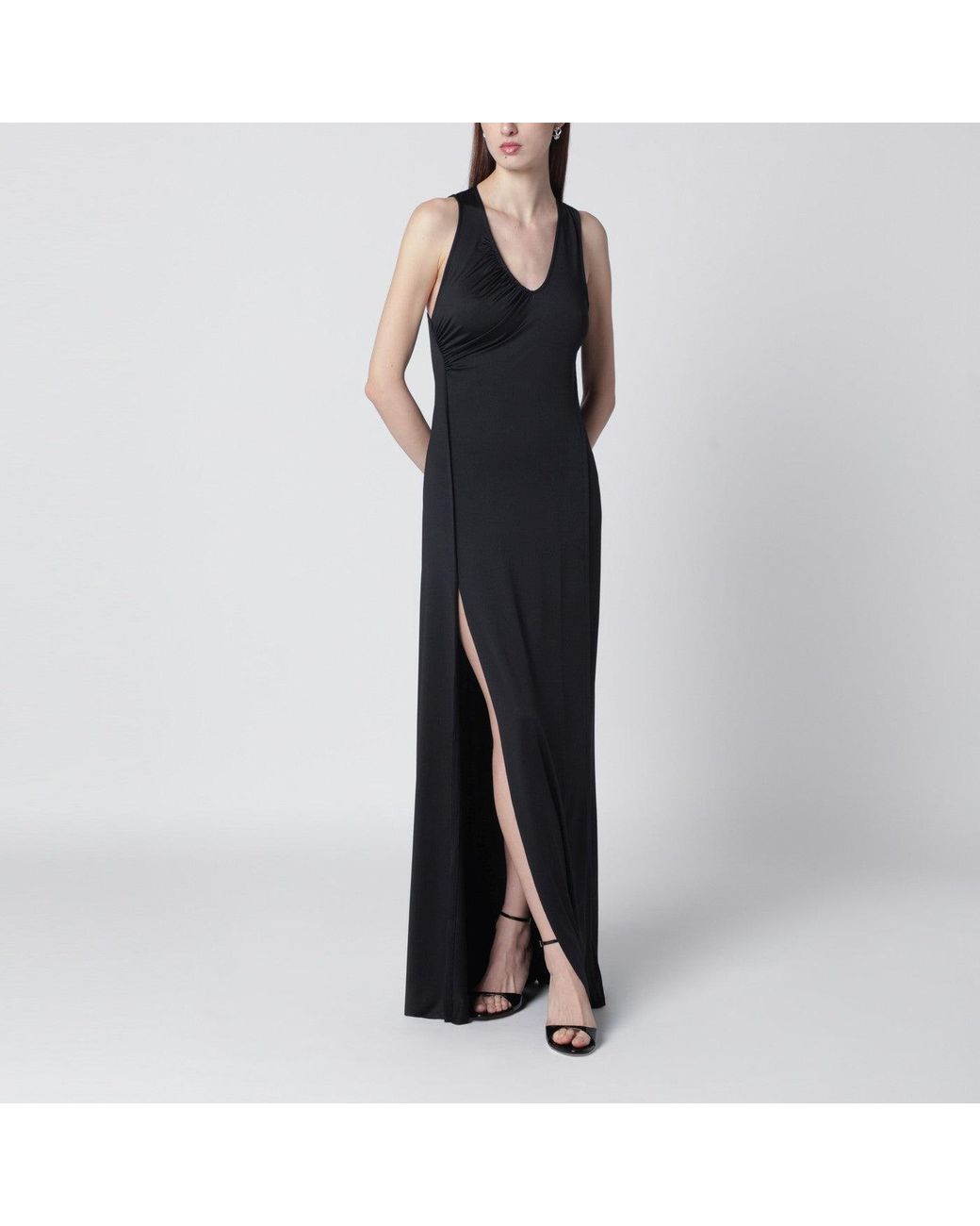 Victoria Beckham Black Long Jersey Dress With Slit