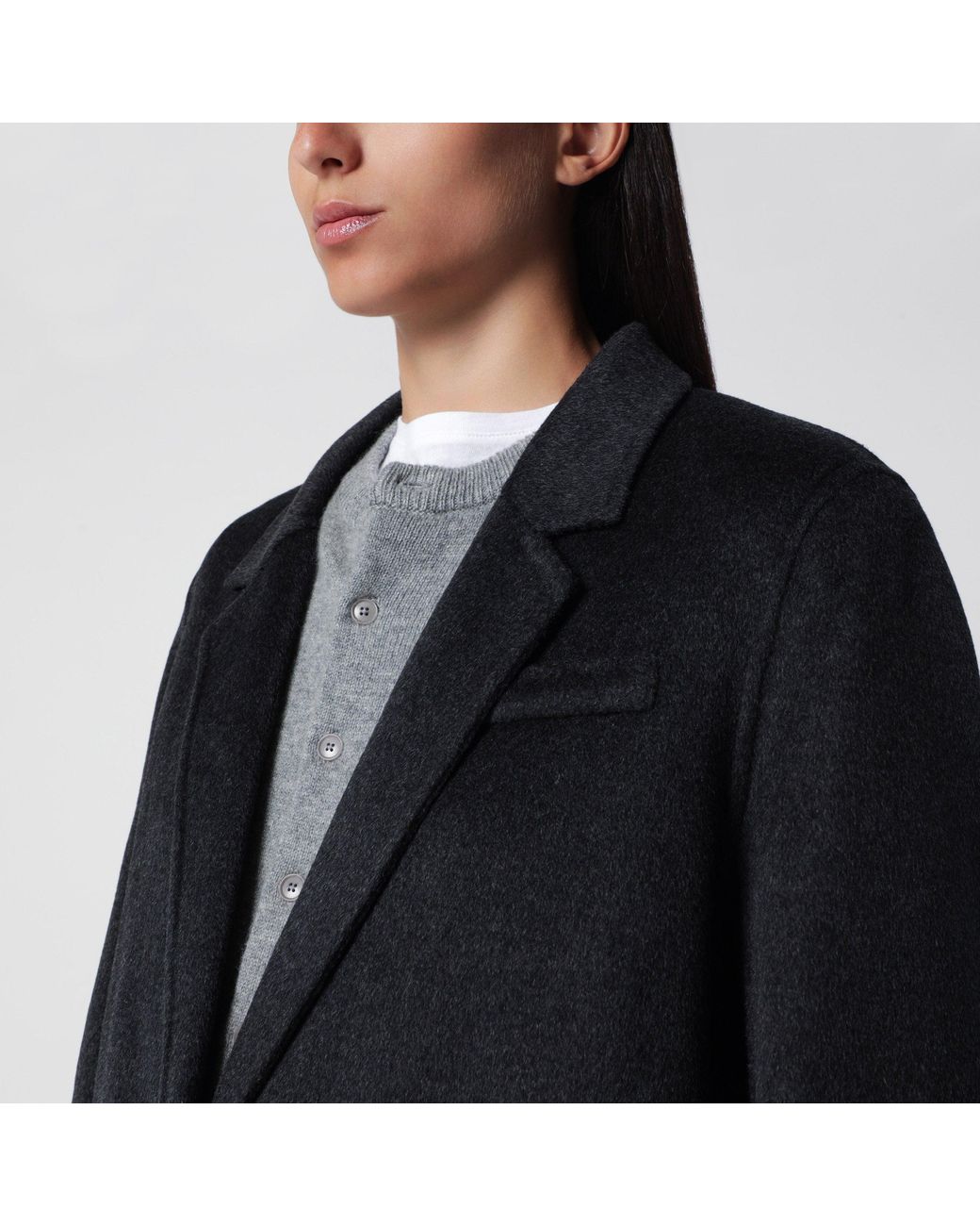 Isabel Marant Black Clesa Anthracite Wool And Cashmere Coat