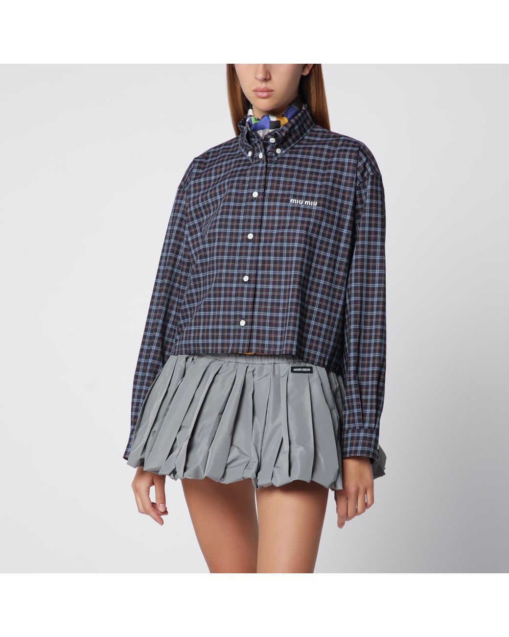 Miu Miu Blue Cocoa Tartan Shirt