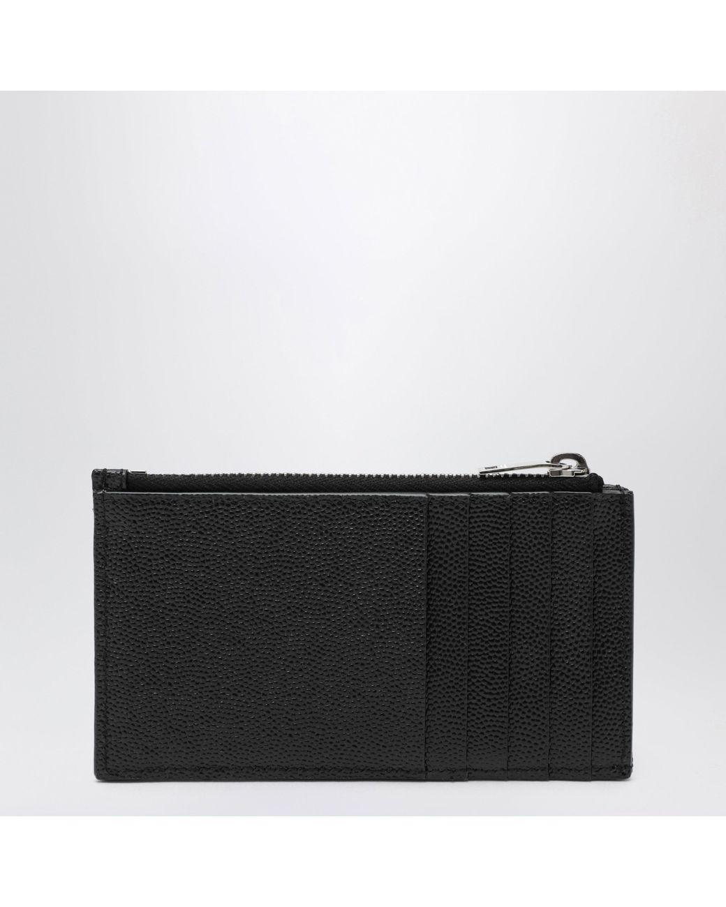 Saint Laurent Black Calfskin Zip Card Holder