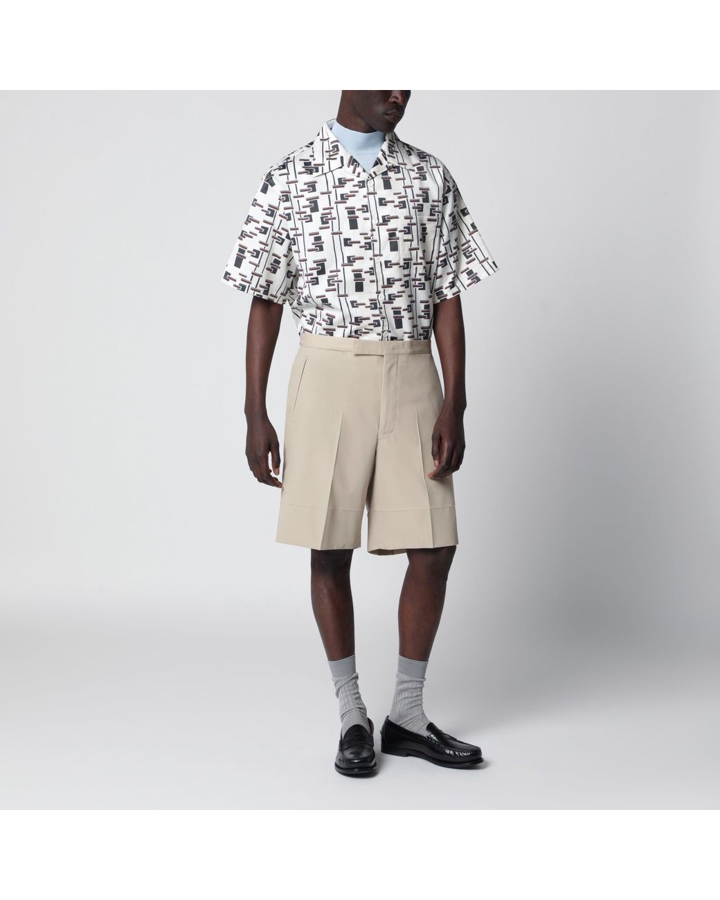 Prada Natural Sand-Colored Cotton Bermuda Shorts for men