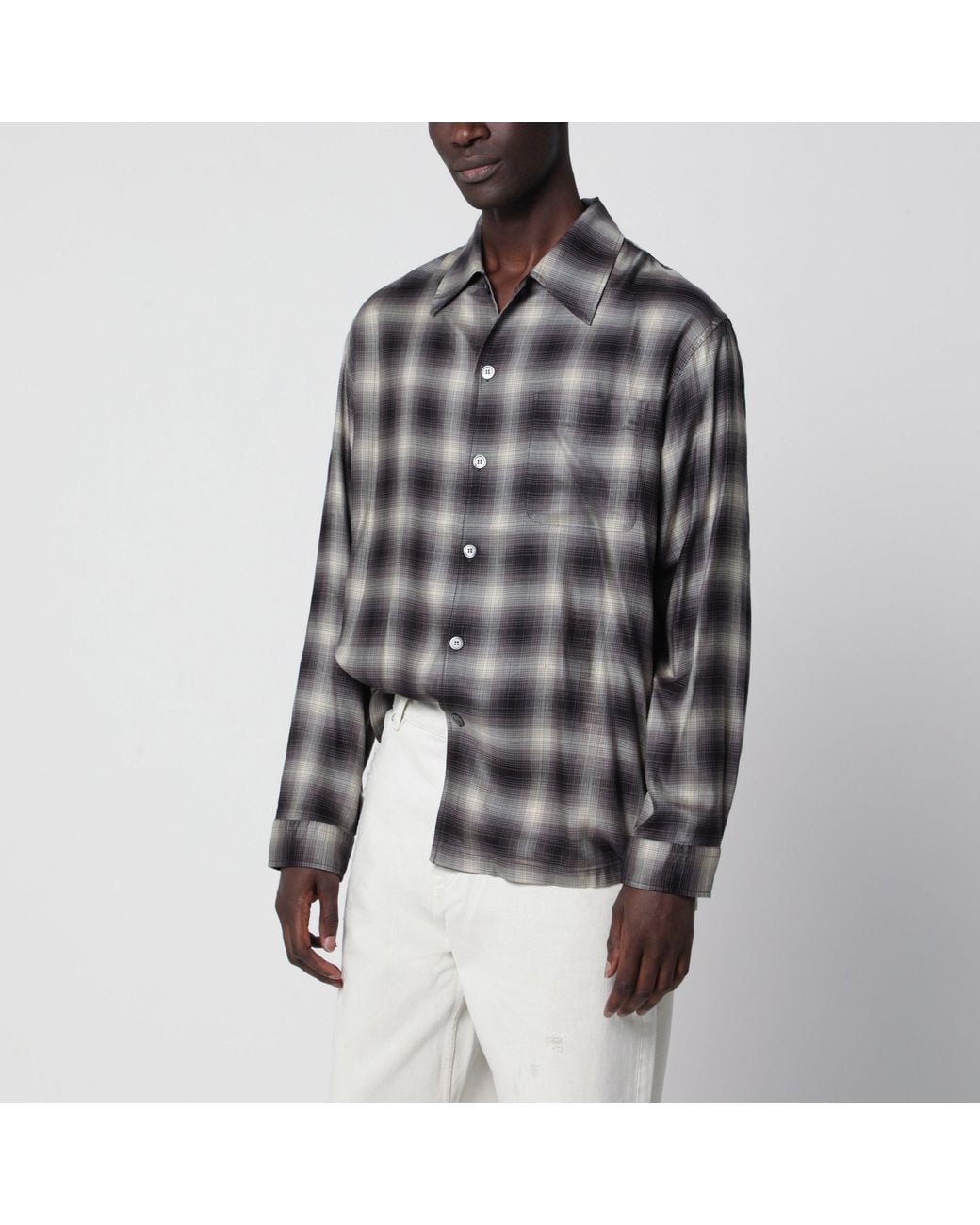 Our Legacy Black Every Checked Tencel Shirt for men