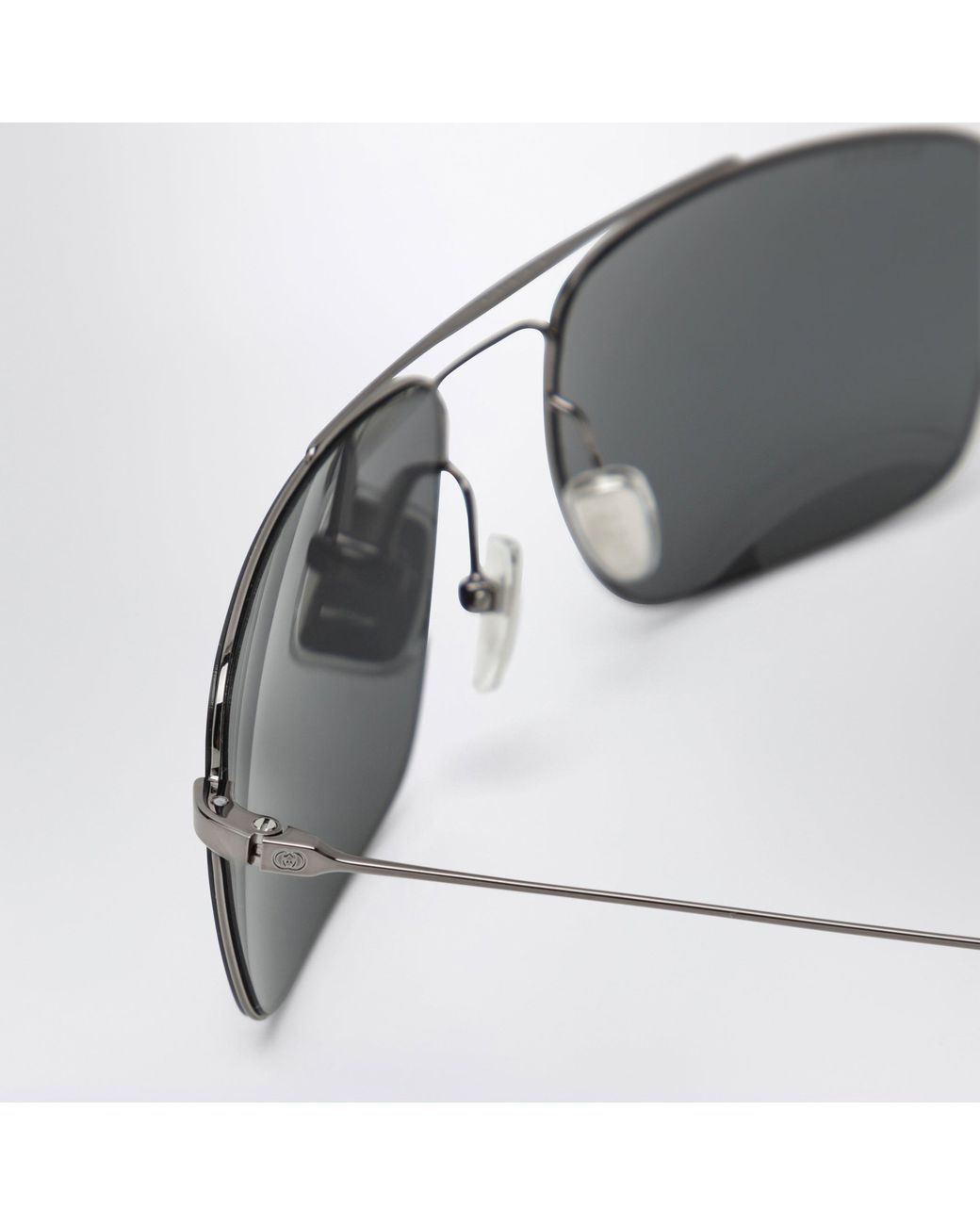 Gucci Gray Ruthenium Metal Navigator Sunglasses
