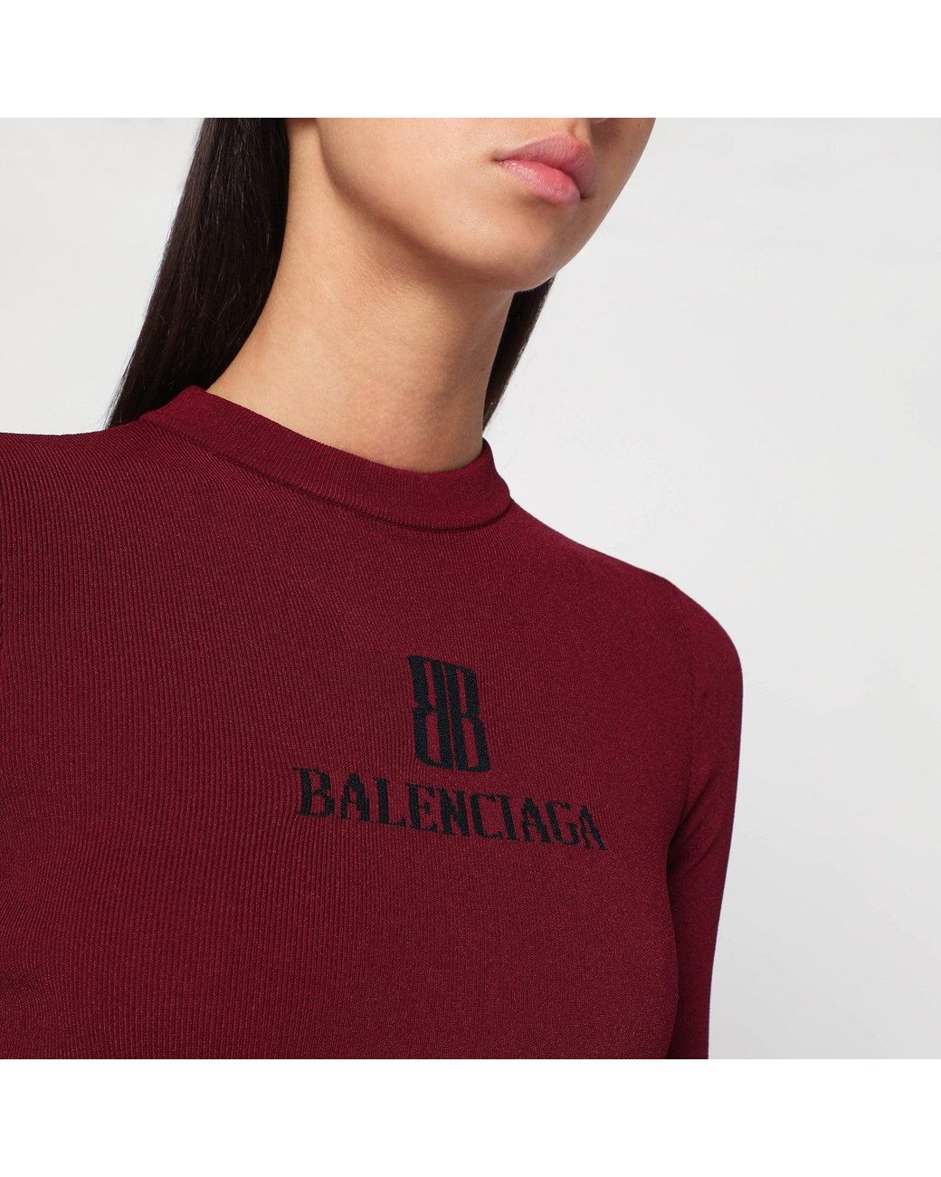 Balenciaga Red Ribbed Nano Bb Sweater