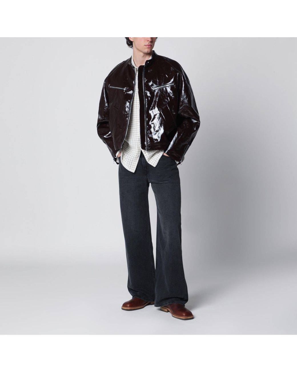 Séfr Black Ristretto Racer Coated Linen Jacket for men