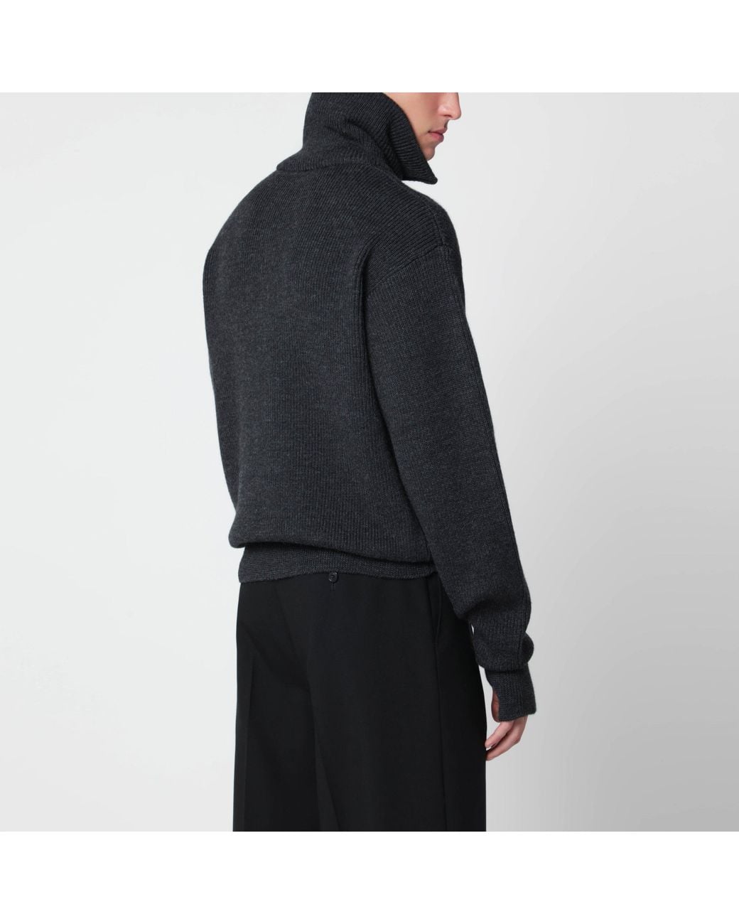 Lemaire Black Mélange Zip-Up Cardigan for men
