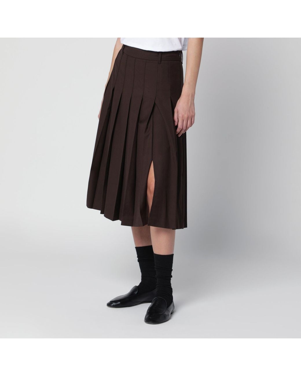 DUNST Brown Pleated Skirt