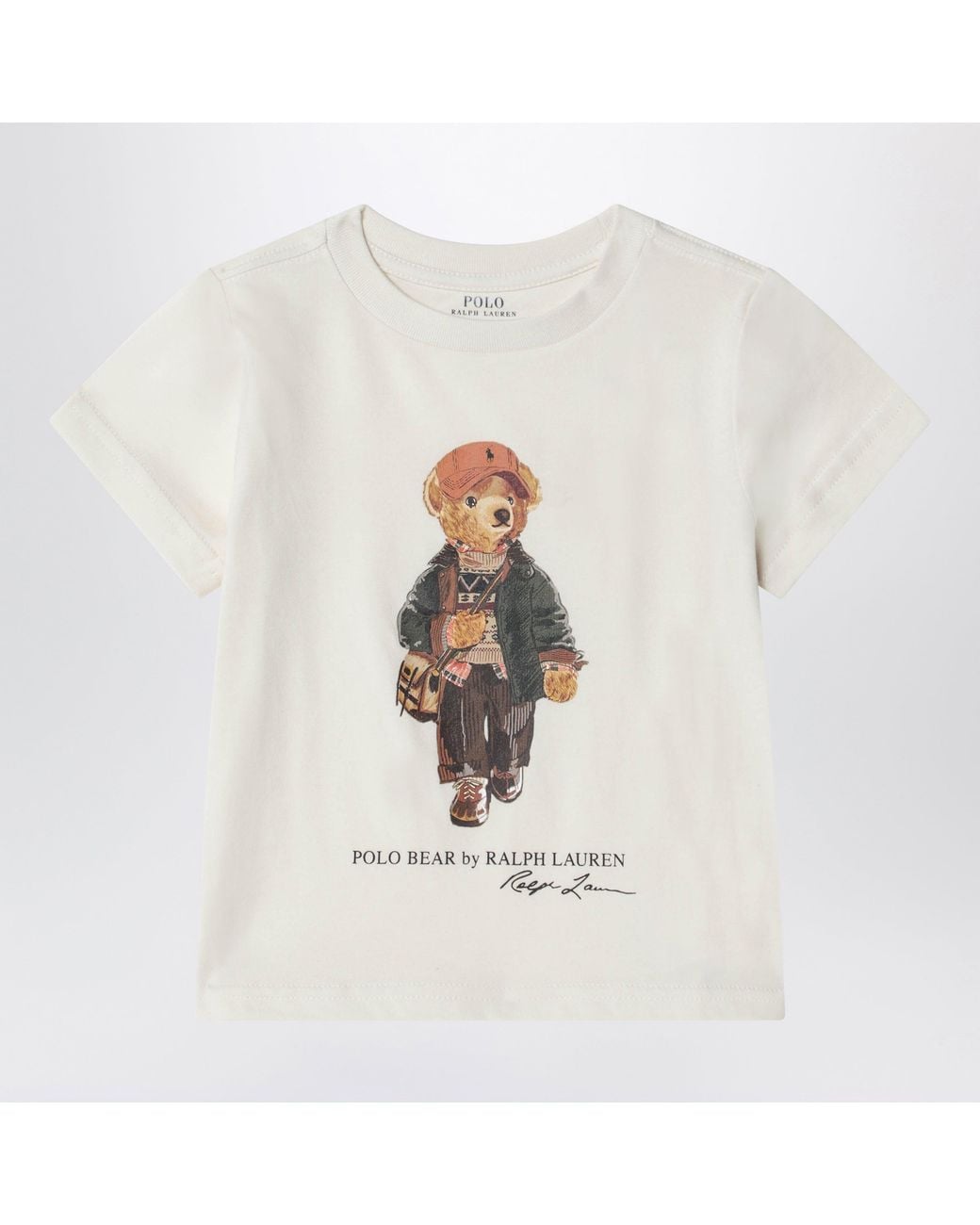 Polo Ralph Lauren White Cream-Colored Polo Bear Cotton T-Shirt