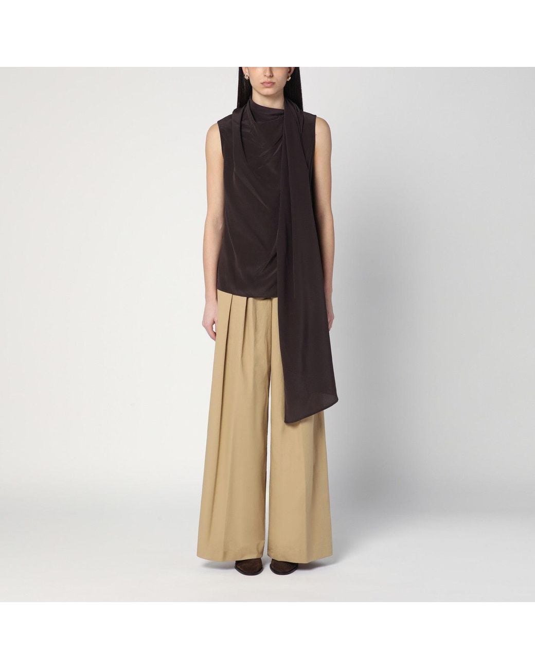 P.A.R.O.S.H. Brown Silk Blouse