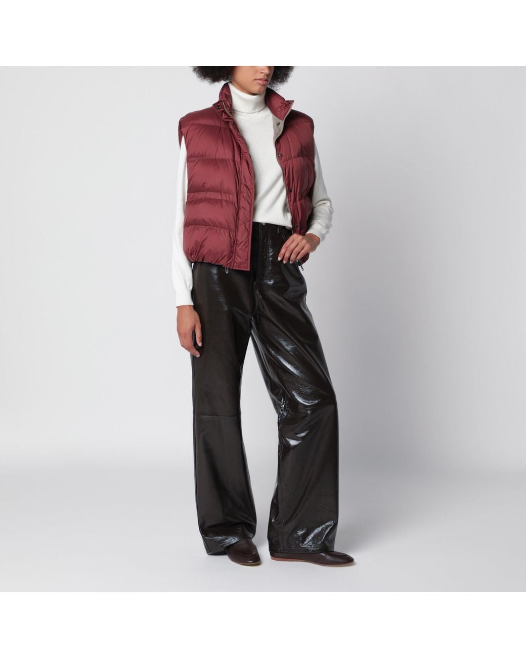 Brunello Cucinelli Red Rosso Mattone Sleeveless Nylon Down Jacket