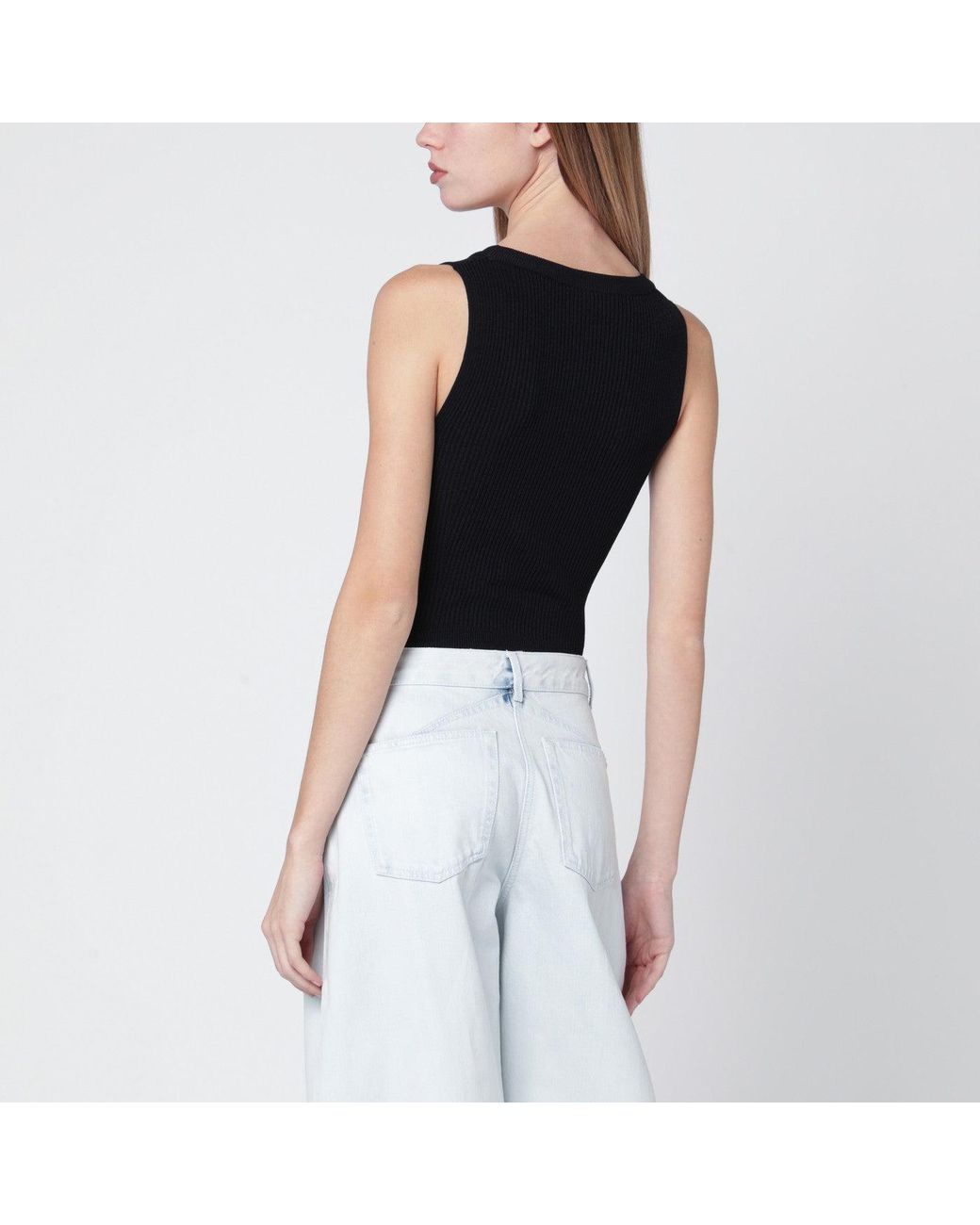 Alaïa Black Ribbed Knit Bodysuit