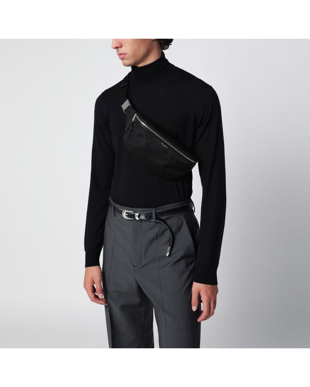 Saint Laurent Black Canvas Crossbody Bag for men
