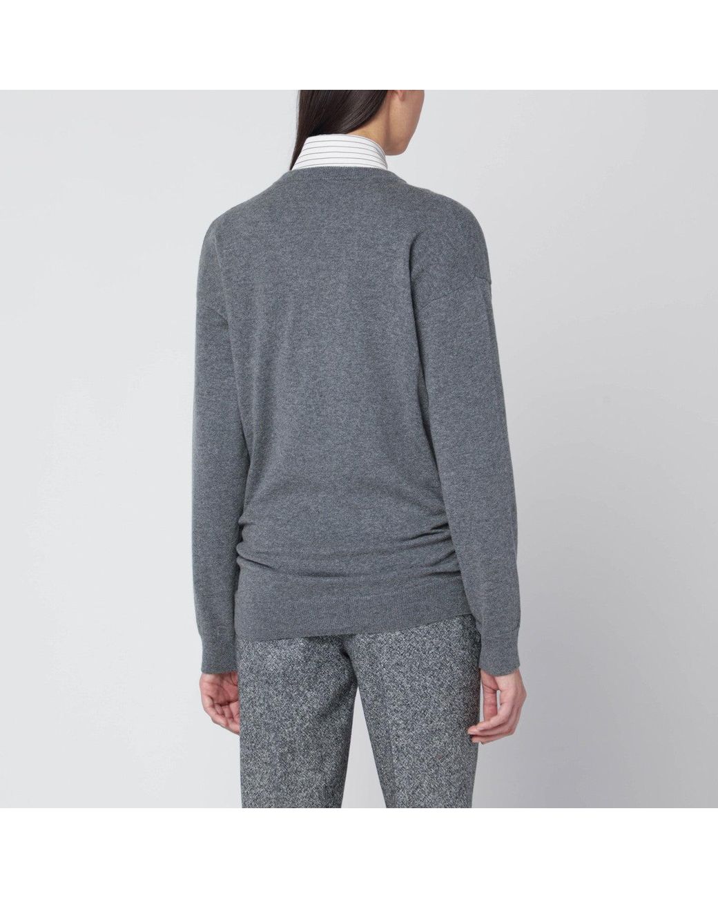 Dolce & Gabbana Gray Sweater With Tie Detail