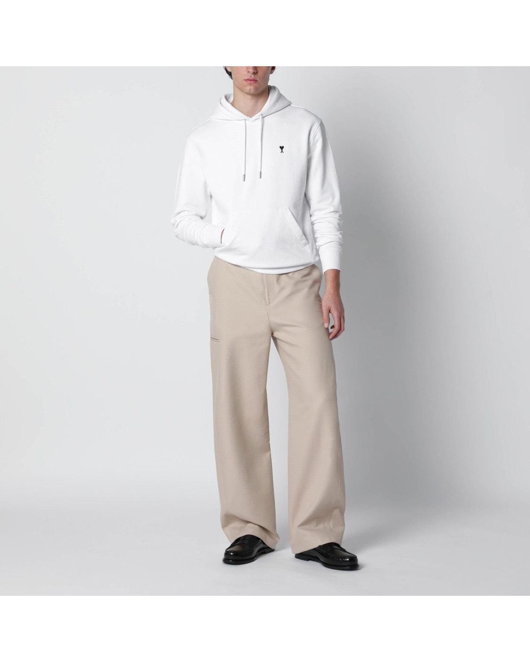 AMI White Ami De Coeur Hooded Sweatshirt for men