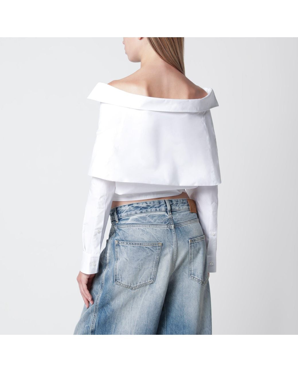 Balenciaga White Wrap Shirt With Off-Shoulder Design