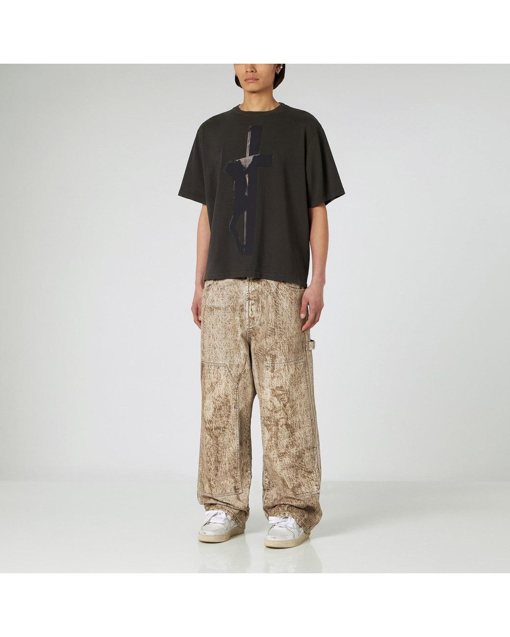 1989 STUDIO Natural Denim Flock Carpenter Pants Camo for men