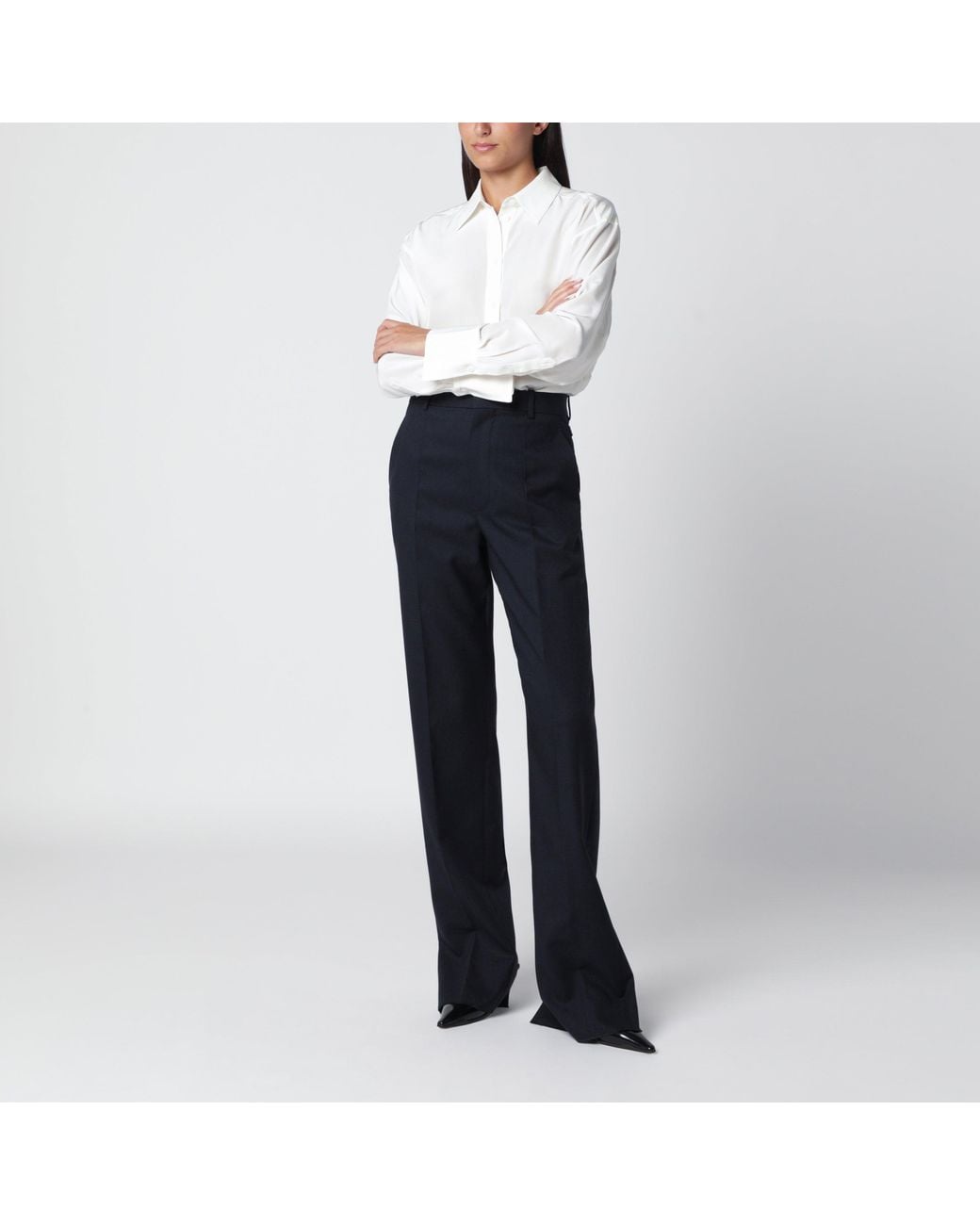 Bottega Veneta Blue Midnight Shetland Wool Trousers