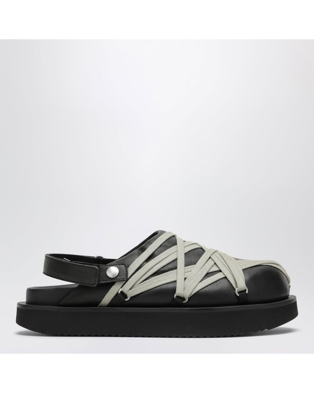 Rick Owens Black Megalace Mules With Leather Criss-Cross Laces for men