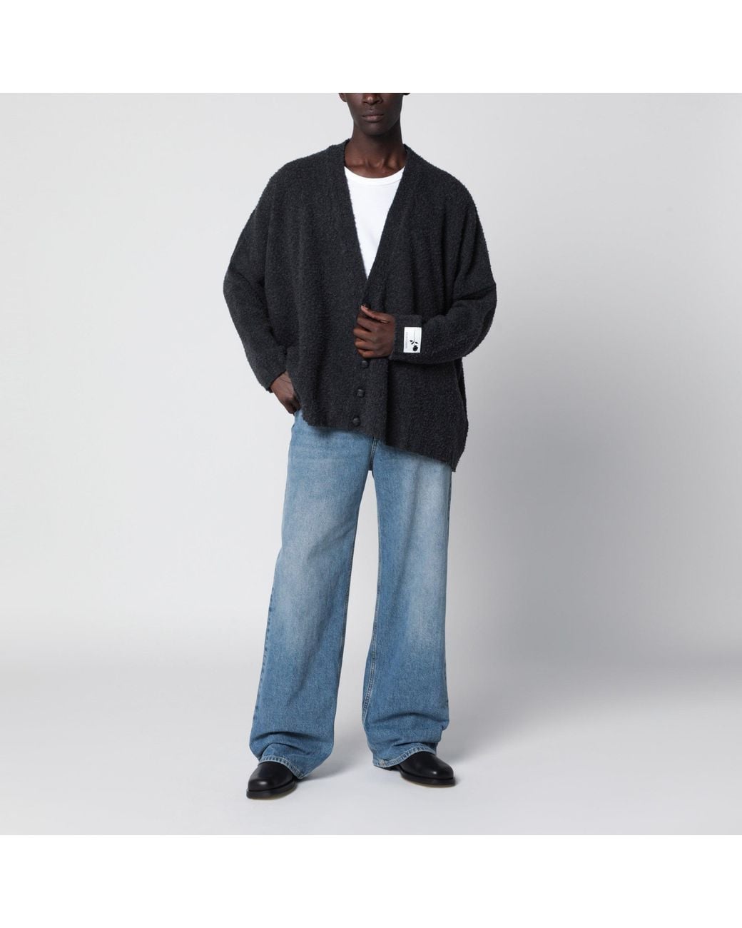 Golden Goose Deluxe Brand Black Bouclé Knit Cardigan for men