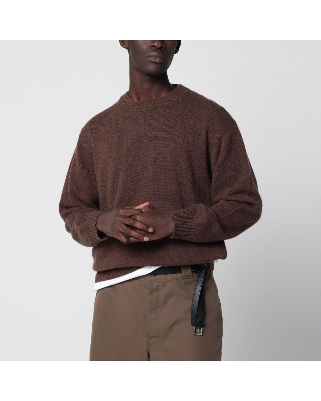 Prada Brown Crewneck Sweater for men