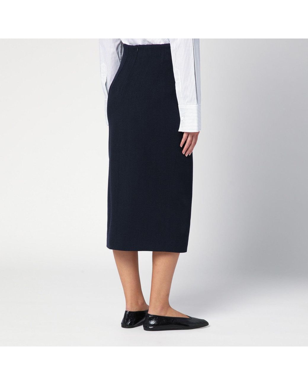 Margaux Lonnberg Navy Blue Wool-blend Marlo Skirt