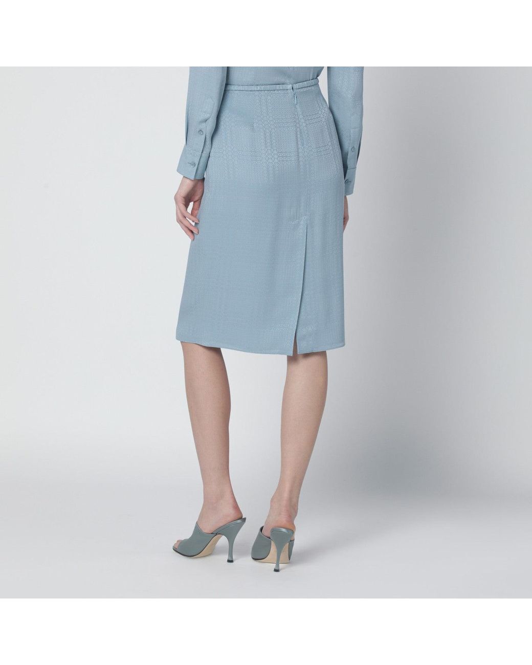 Gucci Blue Gg Jacquard Silk Skirt