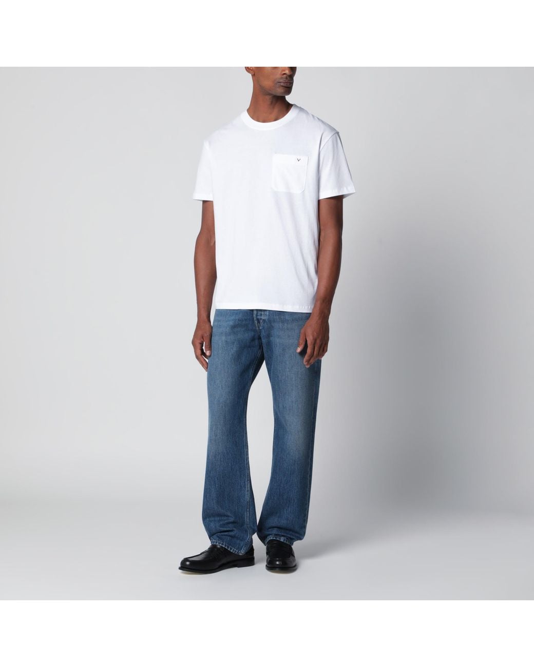 Valentino White Cotton T-Shirt With Vgold for men