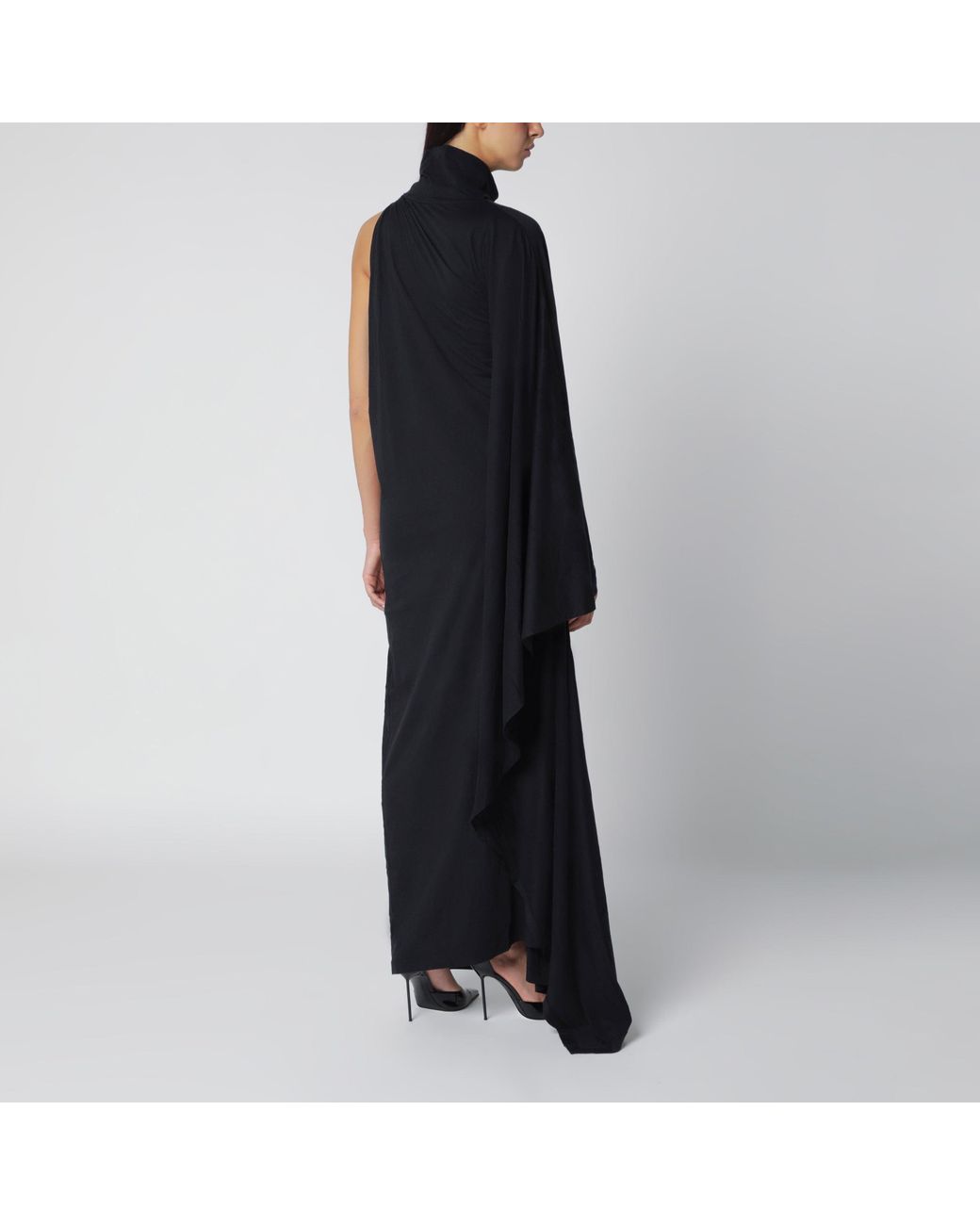 Balenciaga Black The Door Draped Maxi Cotton Jersey Dress
