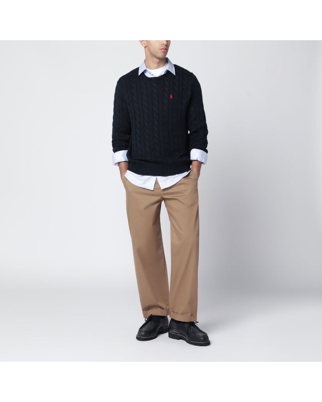 Polo Ralph Lauren Black Cable-Knit Cotton Sweater for men