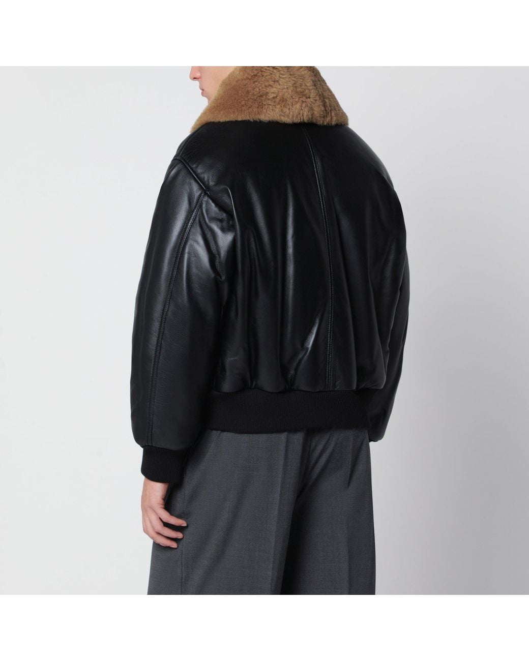 AMI Black Padded Lambskin Jacket for men