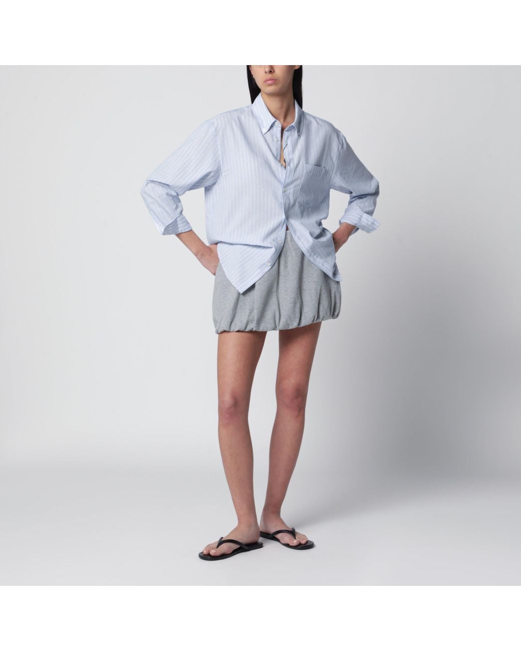 DUNST Blue Mélange Voluminous Mini Skirt